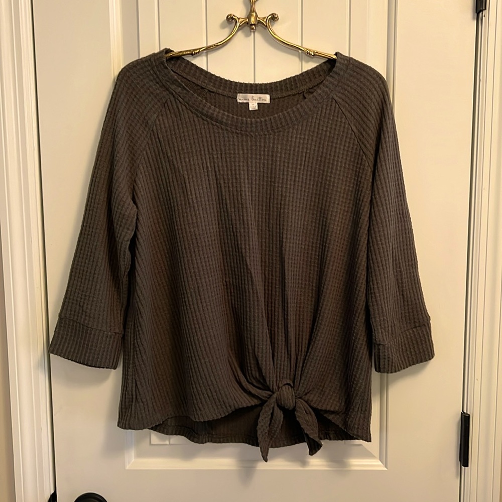 3/4 sleeve waffle knit top